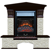 Каминокомплект Glenrich Бостон К Грот однотонный угловой (венге)+Majestic Black