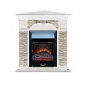 Каминокомплект Glenrich Арочный Грот однотонный угловой (белый)+Majestic Black