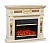 Каминокомплект Alex Bauman Corsica Lux (дуб белый с золотом)+Jupiter FX Brass