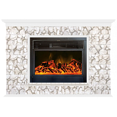 Каминокомплект Glenrich Пафос Карелия 28 (белый)+Newflame
