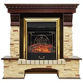 Каминокомплект Royal Flame Pierre Luxe сланец (темный дуб)+Majestic FX Brass