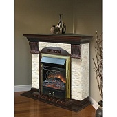 Каминокомплект Glenrich Арочный Грот однотонный угловой (дуб)+Majestic BR