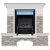 Каминокомплект Glenrich Бостон К Грот цветной (беленый дуб)+Fobos Black