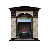Каминокомплект Glenrich Арочный Грот однотонный угловой (венге)+Fobos Brass