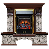 Каминокомплект Glenrich Бостон К Карелия (красное дерево)+Majestic Brass