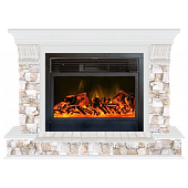 Каминокомплект Glenrich Панорама Арбат 28 (белый)+Newflame