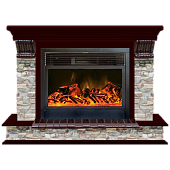 Каминокомплект Glenrich Панорама Грот цветной 28 (красное дерево)+Newflame