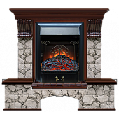 Каминокомплект Glenrich Бостон К Карелия (красное дерево)+Majestic Black