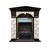 Каминокомплект Glenrich Арочный Арбат угловой (венге)+Fobos Brass