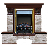 Каминокомплект Glenrich Бостон К Мисхор (красное дерево)+Fobos Brass